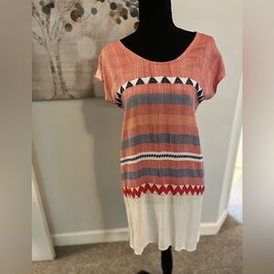 Folklora Forklore Made In Mexico Red White Blue Woven Dress Tassel Medium